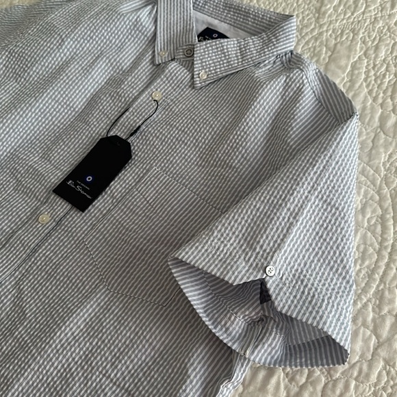 Men’s Ben Sherman blue/white seersucker shirt - Picture 5 of 13